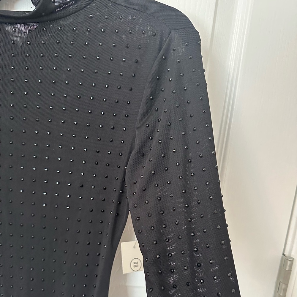 No Boundaries Mesh Studded Black Long Sleeve Bodysuit - Picture 10 of 13